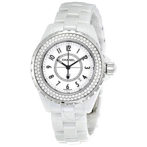 chanel ladies white ceramic watch|chanel white watch with diamonds.